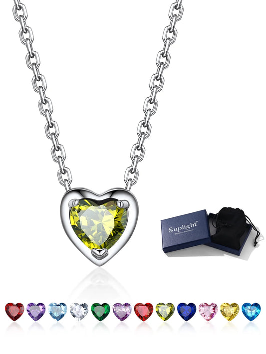 Silver Earrings for Women 925 Sterling Silver Heart Birthstone Stud Earrings Birthday Jewelry Gift