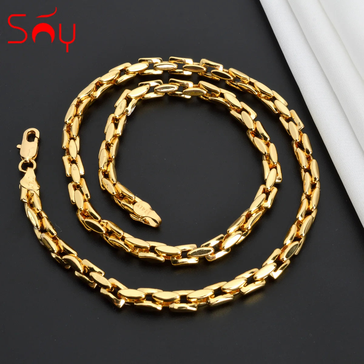 Dubai 18K Gold-Plated Hiphop Link Chain Necklace for Women Man Statement Gold Color Choker Classic Trendy Wedding Party Gifts