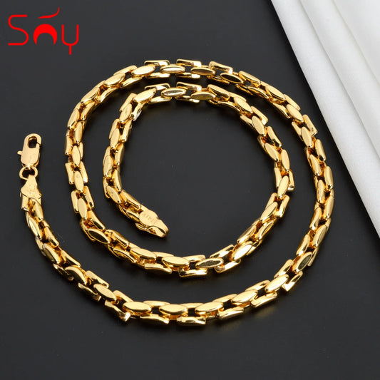 Dubai 18K Gold-Plated Hiphop Link Chain Necklace for Women Man Statement Gold Color Choker Classic Trendy Wedding Party Gifts