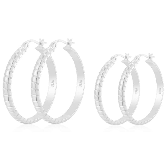 2 Pairs 18K White Gold Plated Hoop Earrings for Women CZ S925 Sterling Silver Post Hypoallergenic Earrings Set Birthday Valentines Day Jewelry Gifts Her Mom Wife Girlfriend Adult Ideas 40/50MM