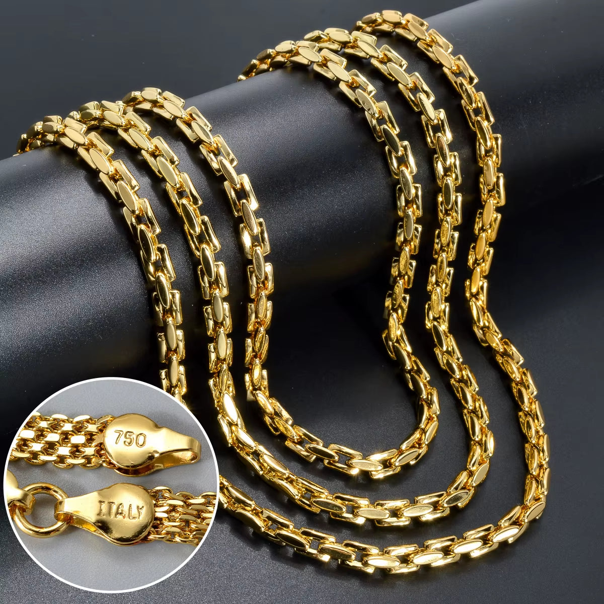 Dubai 18K Gold-Plated Hiphop Link Chain Necklace for Women Man Statement Gold Color Choker Classic Trendy Wedding Party Gifts