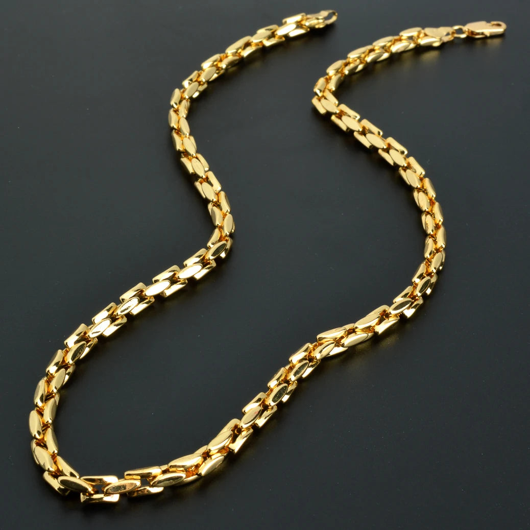Dubai 18K Gold-Plated Hiphop Link Chain Necklace for Women Man Statement Gold Color Choker Classic Trendy Wedding Party Gifts