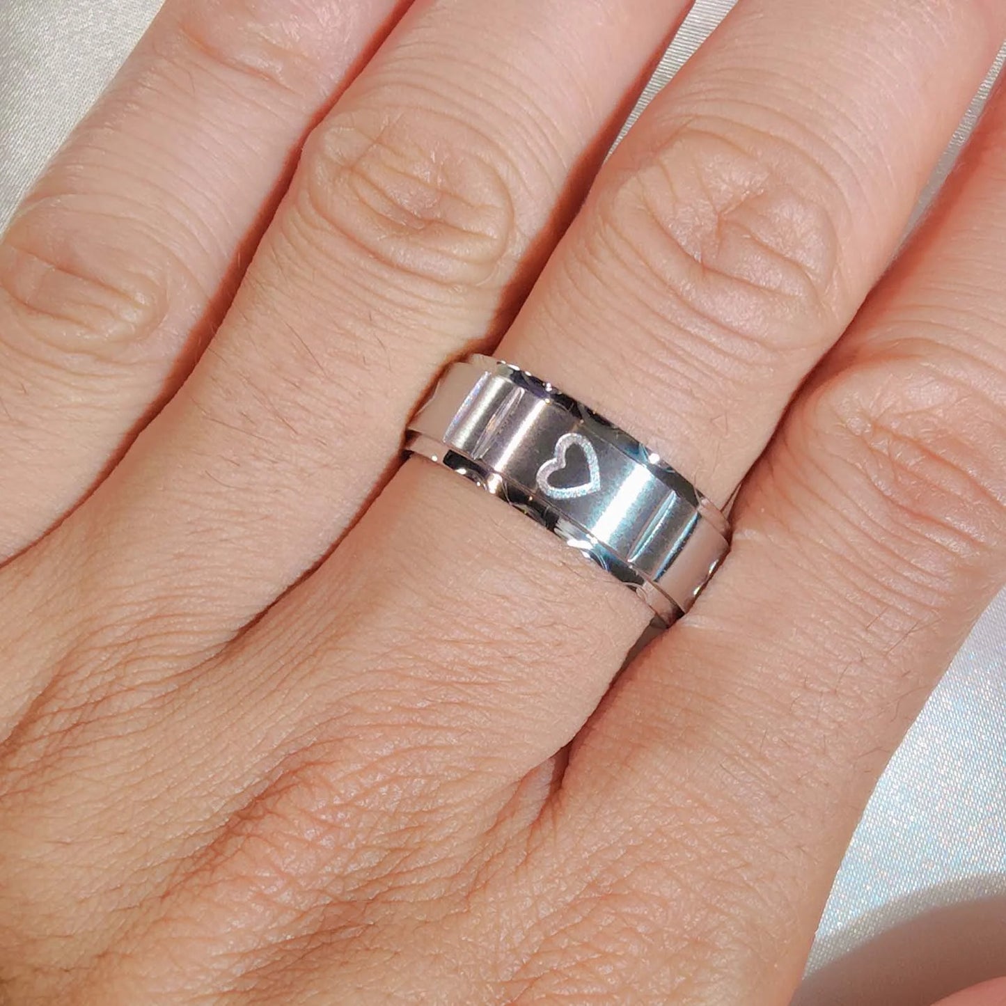 Heart Matching Rings Couple Rings 10Kt White Gold Plated 1Ct CZ Wedding Ring Set for Women