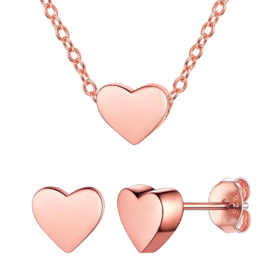 Valentines Birthday Christmas Mother'S Day Gift for Women Heart Necklace and Earrings Set | 925 Sterling Silver Jewelry Set with Pendant and Stud Gift