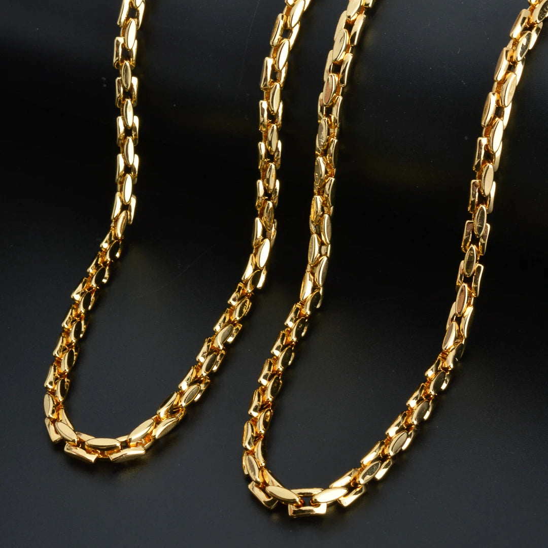 Dubai 18K Gold-Plated Hiphop Link Chain Necklace for Women Man Statement Gold Color Choker Classic Trendy Wedding Party Gifts