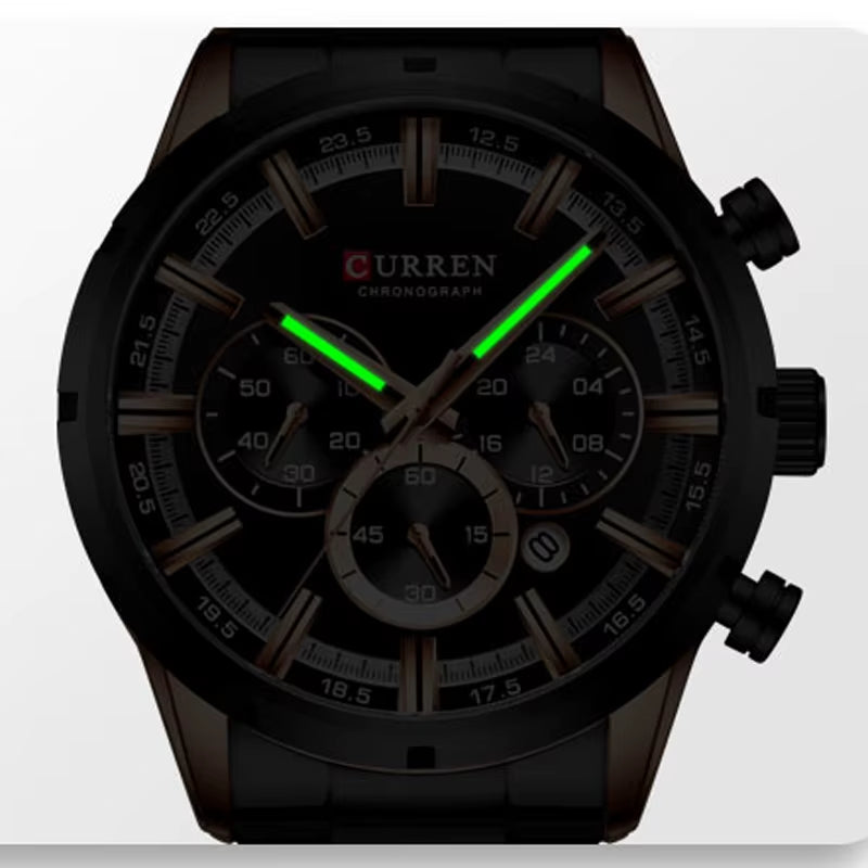 New Fashion Watches with Stainless Steel Top Brand Luxury Sports Chronograph Quartz Watch Men Relogio Masculino